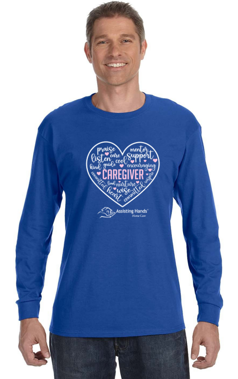 Assisting Hands Caregiver Heart (pink and white) Long Sleeve T-Shirt - Unisex 29L