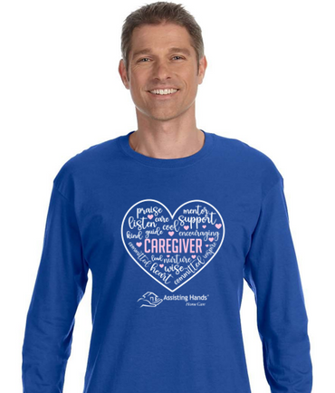 Assisting Hands Caregiver Heart (pink and white) Long Sleeve T-Shirt - Unisex 29L