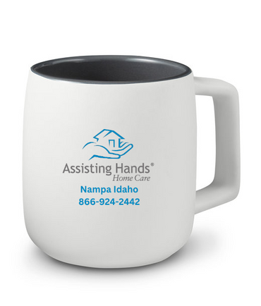 Assisting Hands -75  Prime Line 15oz Geo Square Handle Ceramic Mug - customized